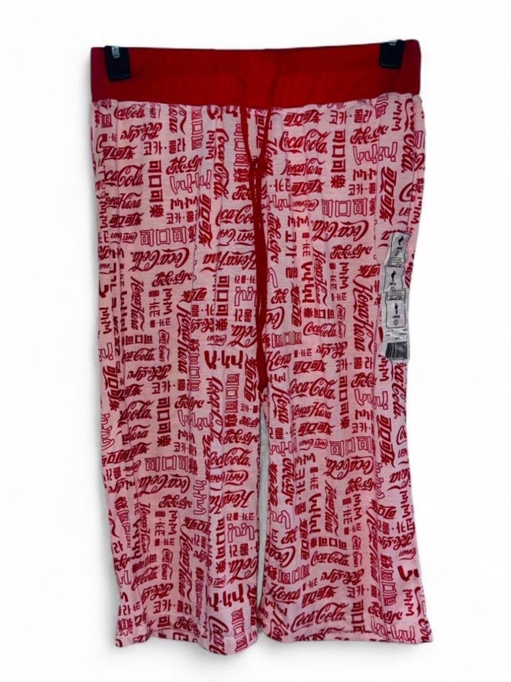 Coca Cola Juniors L Capri Multi Language Script Pajama Pants Sleep Loungewear PJ